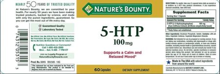 (image for) Nature's Bounty Double Strength 5-HTP 100 mg. Capsules 60 Count