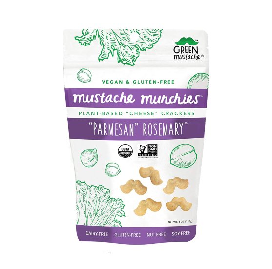 (image for) Green Mustache Mustache Munchies PARMESAN ROSEMARY Crackers 4 oz