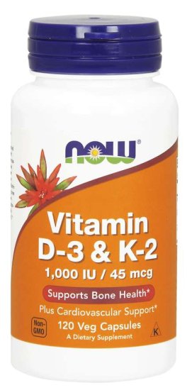 (image for) Now Foods Vit D-3 / K2 1000 Iu/45 Mcg 120 Vcaps