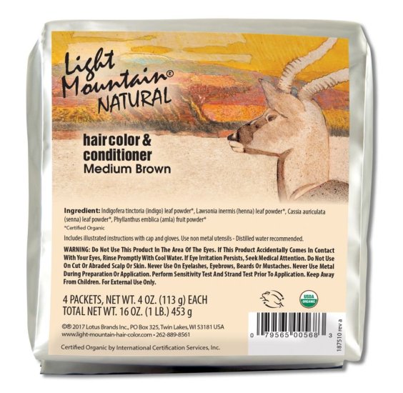 (image for) Light Mountain Hair Color & Conditioner Medium Brown 1 lb