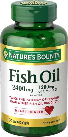 (image for) Nature\'s Bounty Fish Oil 2400 mg Double Strength Odorless Softgels 90 Count