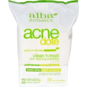 Alba Botanica Acnedote Clean 'N Treat Towelette 30 Pack