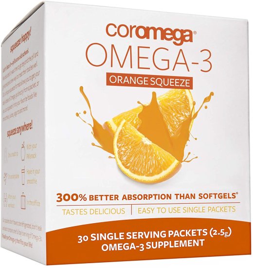 (image for) Coromega Omega 3 Fish Oil Orange Squeeze 30 Packets