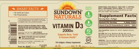 (image for) Sundown Naturals D3 2000 IU Softgels 150 Count