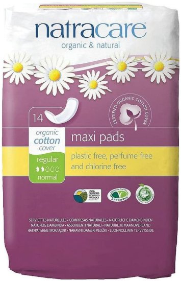 (image for) Natracare Natural Feminine Maxi Pads Regular 14 Ct