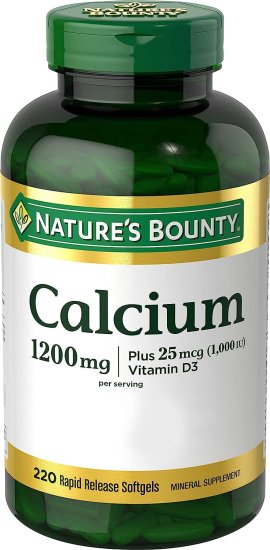 (image for) Nature\'s Bounty Calcium 1200 mg Plus Vitamin D1000 220 Count