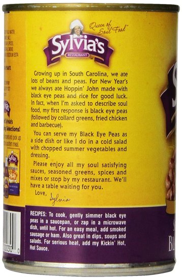 (image for) Sylvia's Restaurant Black Eye Peas 15 oz