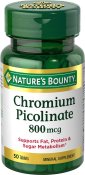 Nature's Bounty Chromium Picolinate Mega 800 mcg Tablets 50 Count