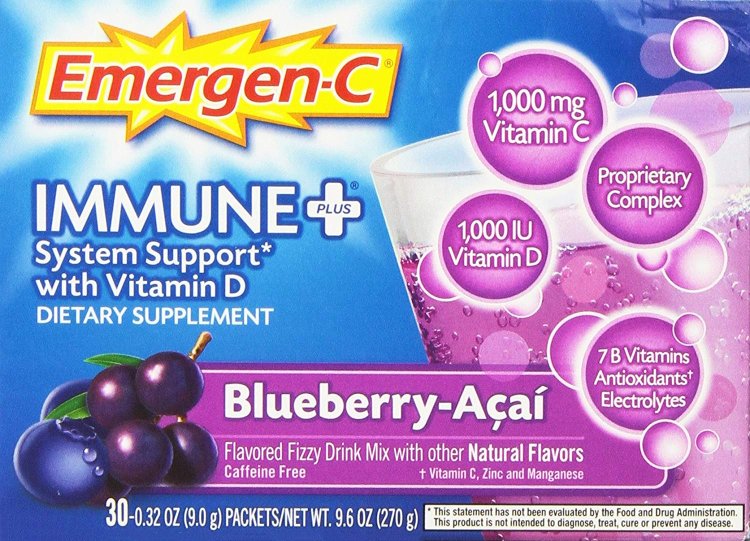 (image for) Emergen-C Immune + with Vitamin D BlueBerry Acai 30 Packets