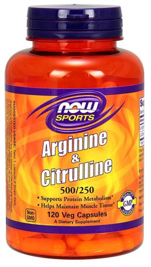 (image for) Now Foods Arginine 500 mg & Citrulline 250 mg 120 Vcaps