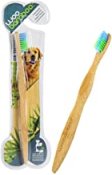 Woobamboo Large Breed Dog Soft Tooth Brush Blue/Green