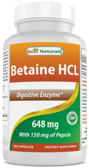 (image for) Best Naturals Betaine HCL 648 mg 250 Capsules