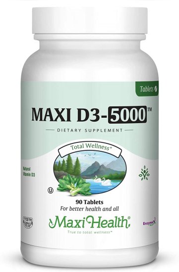 (image for) Maxi Health Natural Vitamin D3 \"5000 IU\" 90 Tabs