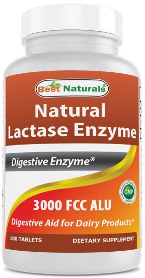 (image for) Best Naturals Natural Lactase Enzyme 3000 FCC ALU 180 Tablets