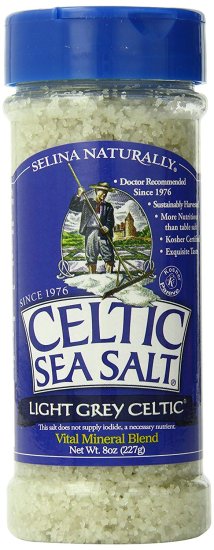 (image for) Light Grey Celtic Sea Salt Shaker 8 oz Refillable