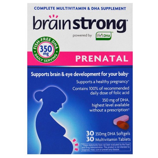 (image for) BrainStrong Prenatal Multivitamin Plus DHA 30 Tablets