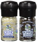 Celtic Sea Salt Organic Salt & Pepper mini Grinders 2.9 oz