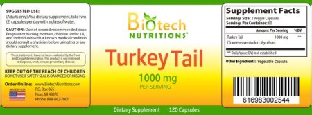 (image for) Biotech Nutritions Turkey Tail Mushroom 1000 mg 120 Capsules