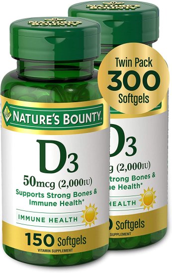 (image for) Nature\'s Bounty D 2000 IU Softgels Bonus Twin Packs 150 + 150 Count