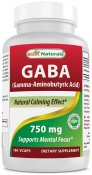 Best Naturals GABA Supplement 750mg 180 Veggie Capsules