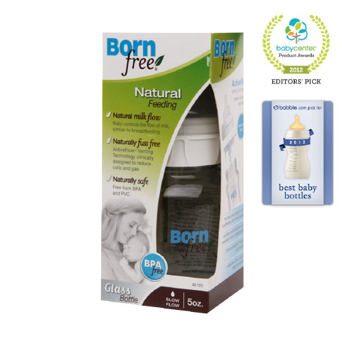 (image for) Born Free Glass Bottle With Activeflow Venting Technology 5 Oz