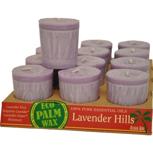 (image for) Aloha Bay Votive Eco Palm Wax Candle Lavender Hills 12 Count