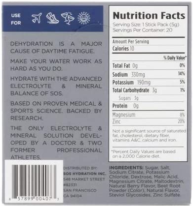 (image for) SOS Electrolyte Drink Mix Berry 10 - 0.16 oz