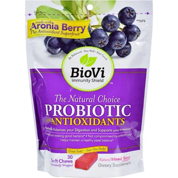 BioVi Probiotic and Antioxidants, Soft Chews Berry 30 ct